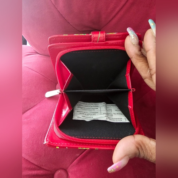 Shag Wear red Women's Wallet Playful Panda on bamboo scene Vegan Leather wallet - Picture 3 of 7